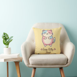 Cute Kawaii Cat Free Pup Hugz Pastel Nursery Thr クッション