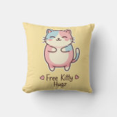 Cute Kawaii Cat Free Pup Hugz Pastel Nursery Thr クッション (正面)