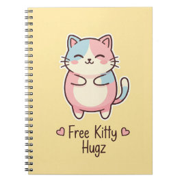 Cute Kawaii Cat "Free Pup Hugz" Personalized Pas ノートブック