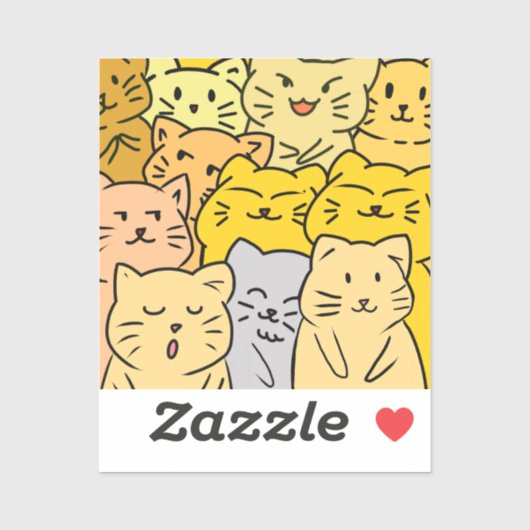Cute Kawaii Cat Illustration Stickers シール (シート)