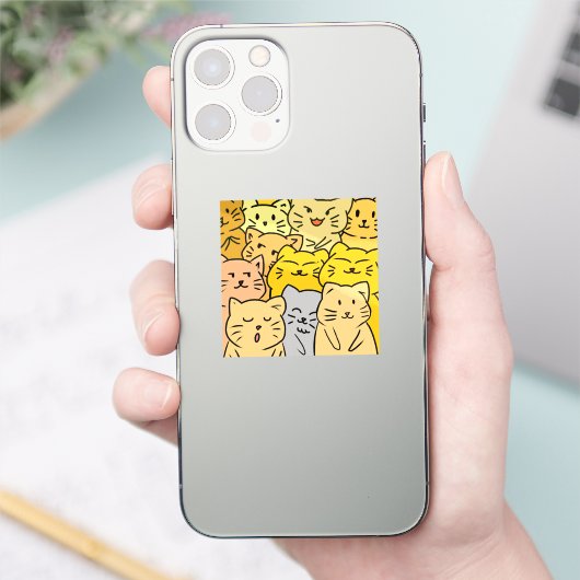 Cute Kawaii Cat Illustration Stickers シール (スマートフォン)