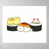 Cute Kawaii Cat-lifornia Sushi Roll ポスター (正面)
