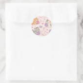 Cute Kawaii Cat Love Yarn Pattern ラウンドシール (バッグ)