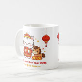 Cute Kawaii Cat Lunar New Year 2026 Mug コーヒーマグカップ (正面左)