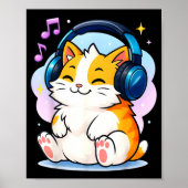 Cute Kawaii Cat Neko Funny Music Kitten Lover K-p  ポスター (正面)