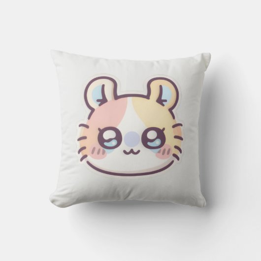 Cute Kawaii Cat Throw Pillow – Adorable Kitty  クッション (正面)