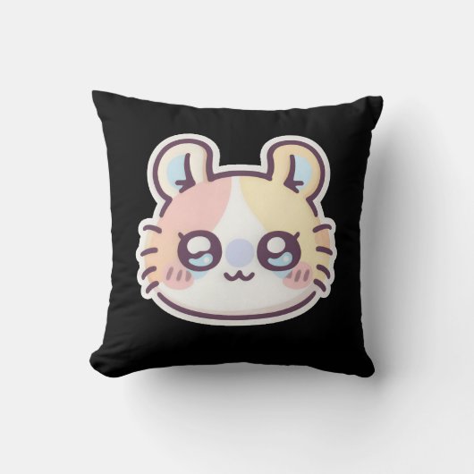 Cute Kawaii Cat Throw Pillow – Adorable Kitty  クッション (正面)