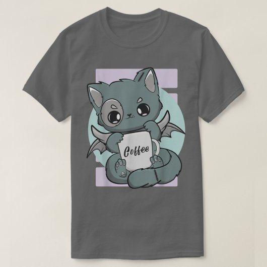 Cute Kawaii Cat With Coffee Mug Moka Barista Neko Tシャツ (デザイン正面)