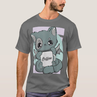 Cute Kawaii Cat With Coffee Mug Moka Barista Neko  Tシャツ