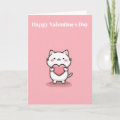Cute Kawaii Cat with Heart Valentine`s Day Card  カード (正面)