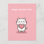 Cute Kawaii Cat with Heart Valentine`s Day Card  ポストカード (正面)