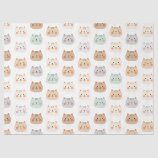 Cute Kawaii Cats Hand-Drawn Illustrations Pastel  薄葉紙 (正面)