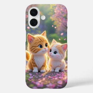 Cute Kawaii Cats in Cherry Blossom Phone Case iPhone 16ケース