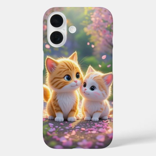 Cute Kawaii Cats in Cherry Blossom Phone Case Case-Mate iPhoneケース (裏面)