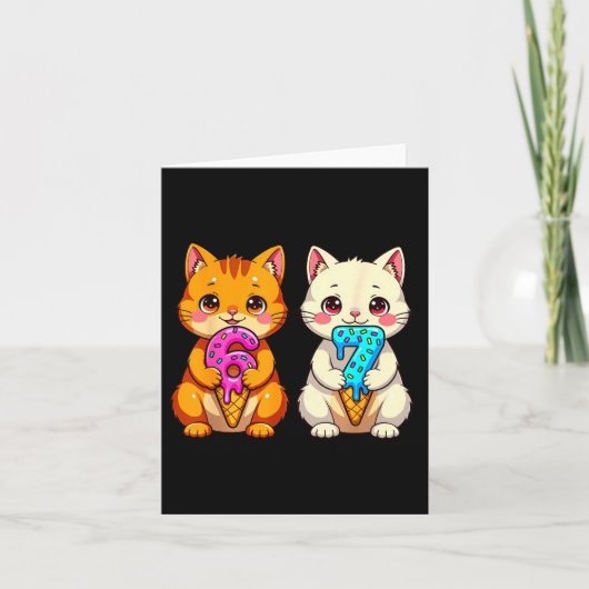 Cute Kawaii Cats Neko 67 Drip Meme Funny Six Seven カード (正面)