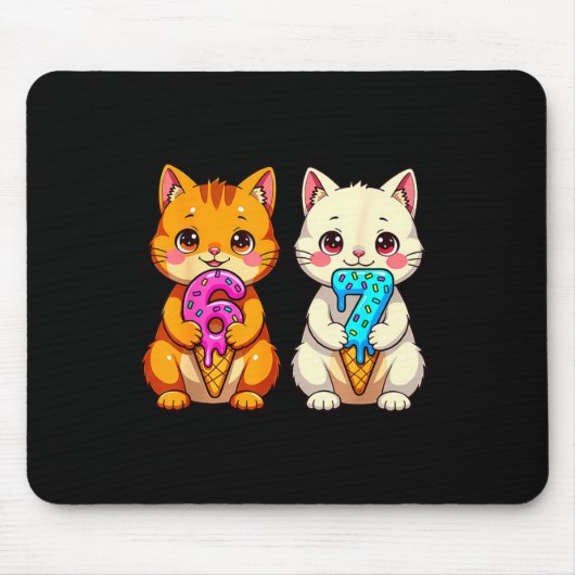 Cute Kawaii Cats Neko 67 Drip Meme Funny Six Seven マウスパッド (正面)