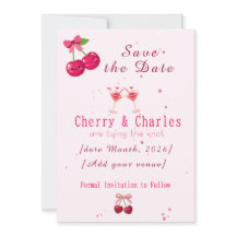 Cute Kawaii Cherry Couple Pink & Red Wedding