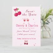 Cute Kawaii Cherry Couple Pink & Red Wedding セーブザデート (スタンド正面)