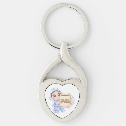 Cute Kawaii Chibi Nurse Giant Coffee Fuel キーホルダー (正面)