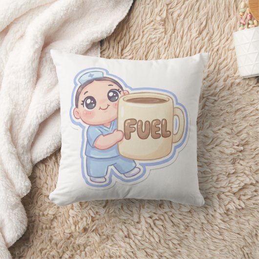 Cute Kawaii Chibi Nurse Giant Coffee Fuel  クッション (ブランケット)