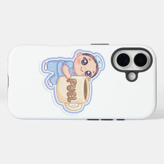 Cute Kawaii Chibi Nurse Giant Coffee Fuel  Case-Mate iPhoneケース (裏面 (横))