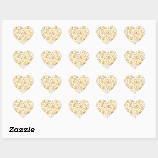 Cute Kawaii Chick Picnic Pattern | Pastel Spring ハートシール (シート)