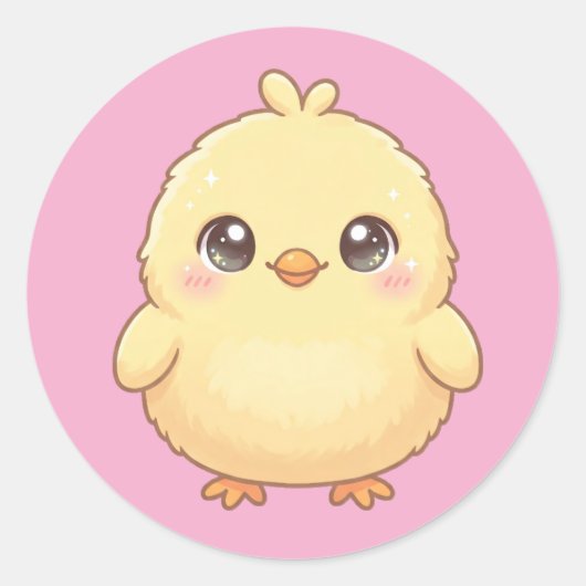 Cute Kawaii Chick Round Sticker Sheet ラウンドシール (正面)