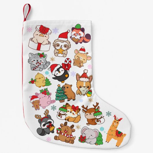 Cute Kawaii Christmas Animal Pattern Stocking スモールクリスマスストッキング (正面)