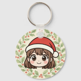 Cute Kawaii Christmas Anime Girl Keychain キーホルダー