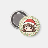 Cute Kawaii Christmas Anime Girl magnet マグネット (正面/裏面)