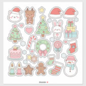 Cute Kawaii Christmas Collection: Pastel Animals シール (シート)