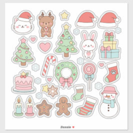 Cute Kawaii Christmas Collection: Pastel Animals シール