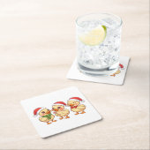 Cute Kawaii Christmas Ducks | Festive Holiday スクエアペーパーコースター (インサイチュ)