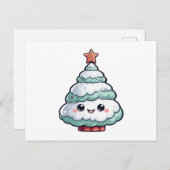 Cute Kawaii Christmas Tree Illustration シーズンポストカード (正面/裏面)