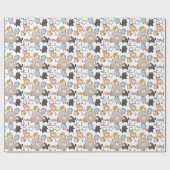 Cute Kawaii Chubby Cartoon Cat Seamless Pattern Ar ラッピングペーパー (フラット)