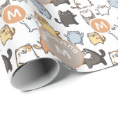 Cute Kawaii Chubby Cartoon Cat Seamless Pattern Ar ラッピングペーパー (ロールコーナー)