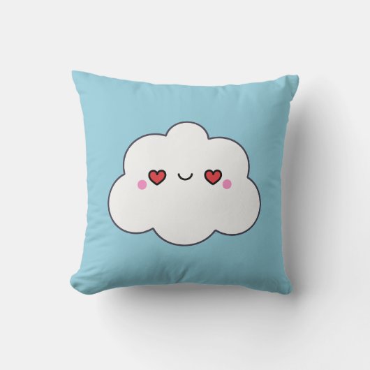 Cute Kawaii Cloud Heart Eyes Nursery Birthday Gift クッション (正面)