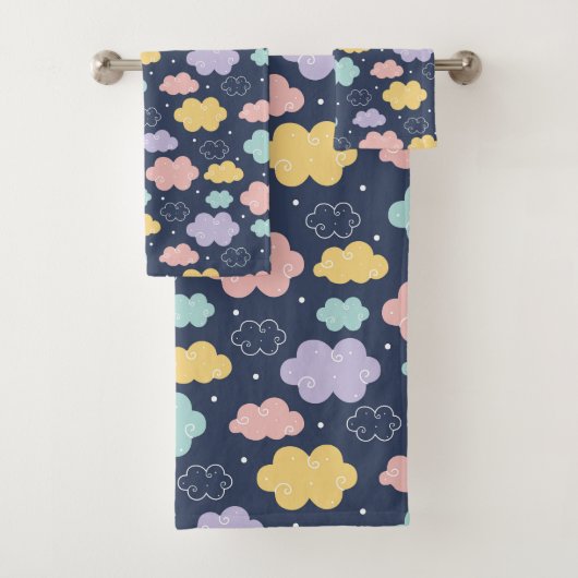 Cute Kawaii Cloud Pattern Bath Towel Set バスタオルセット (インサイチュ)