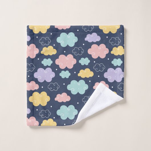 Cute Kawaii Cloud Pattern Bath Towel Set バスタオルセット (ウォッシュタオル)