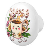Cute Kawaii Coffee and Flowers セラミックノブ (右)