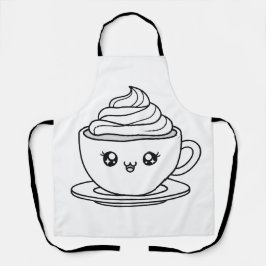 Cute Kawaii Coffee Cup Illustration エプロン