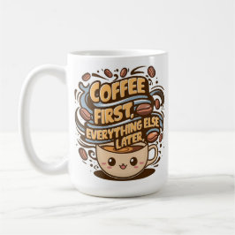 Cute Kawaii Coffee Mug – “Coffee First, Everything コーヒーマグカップ