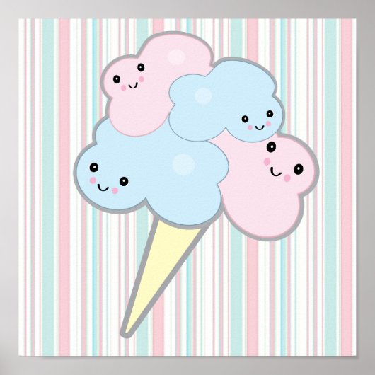 cute kawaii cotton candy ポスター (正面)