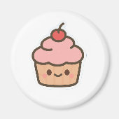 Cute Kawaii Cupcake Magnet – Happy Dessert Illustr マグネット (正面)