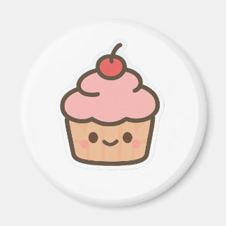 Cute Kawaii Cupcake Magnet – Happy Dessert Illustr マグネット