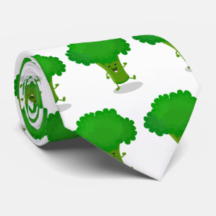 Cute kawaii dancing broccoli cartoon illustration ネクタイ