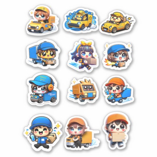 Cute Kawaii Delivery Drivers Services シール (正面)