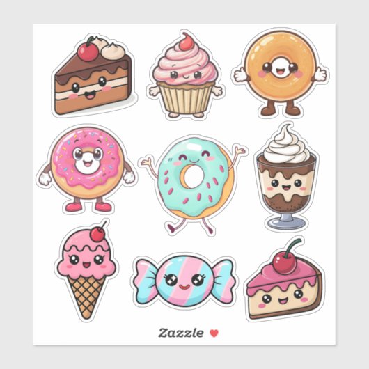 Cute Kawaii Desserts シール (シート)