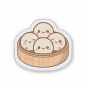 Cute Kawaii Dim Sum Bamboo Steamer Sticker | Adora シール (正面)