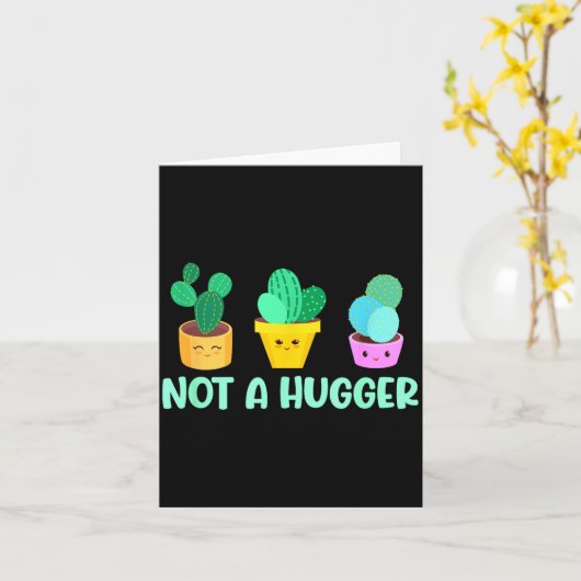 Cute Kawaii Do Not Hug I'm Not A Hugger Cactus  カード (黄色い花)